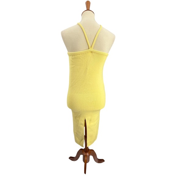 For Love & Lemons Knit Halter Midi Dress Size Large Yellow Ribbed Bodycon New - Picture 4 of 6